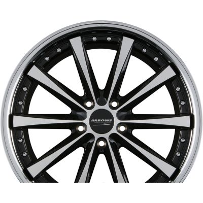 Диски CORSPEED ARROWS Highgloss Black Polished Inox Lip R20 W8.5 PCD5x112 ET45 DIA73.1