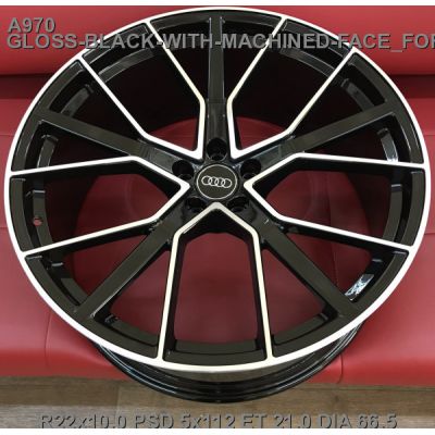 Диски Replica Audi (A970) 10x22 5x112 ET21 DIA66,6 (gloss black machined face)